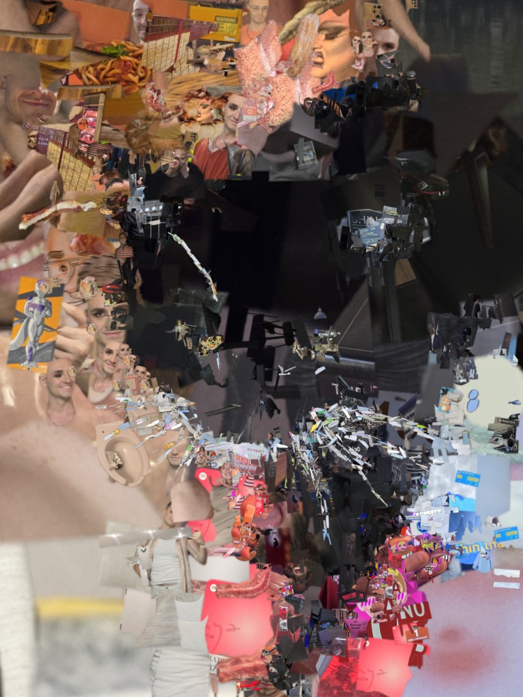 Black Cat Collage Art